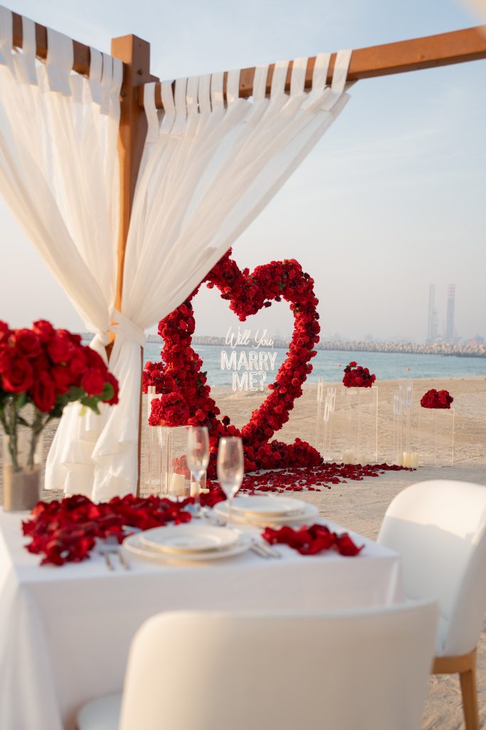 proposal dubai beach romantic dinner